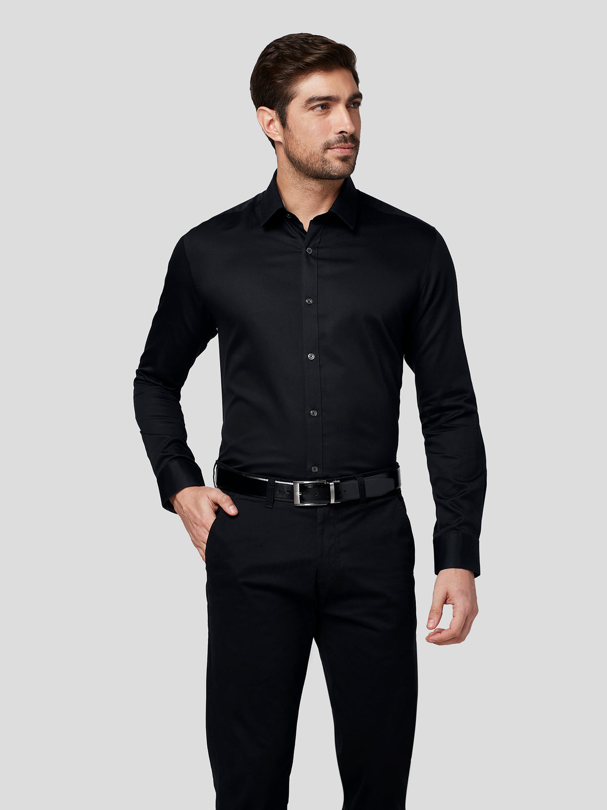 Black Shirt with Contrast Trim Detail