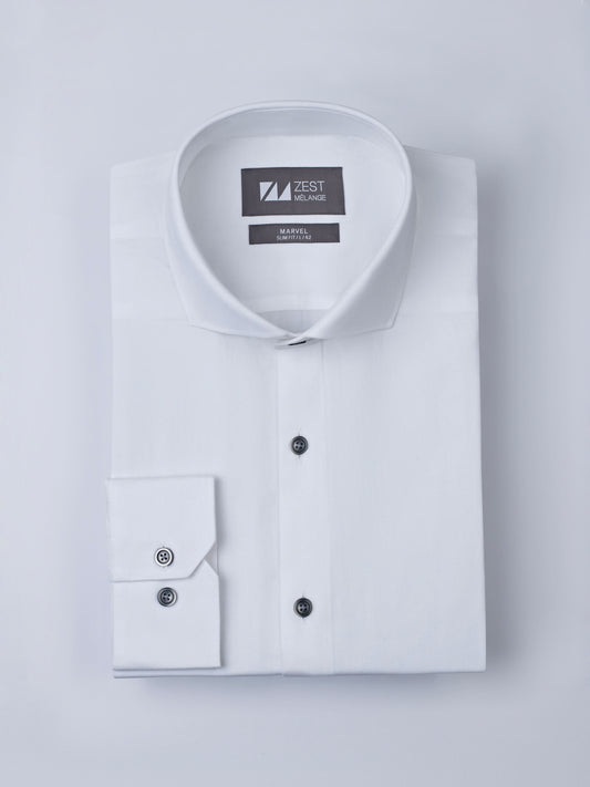 White Shirt with Contrast Button Detail