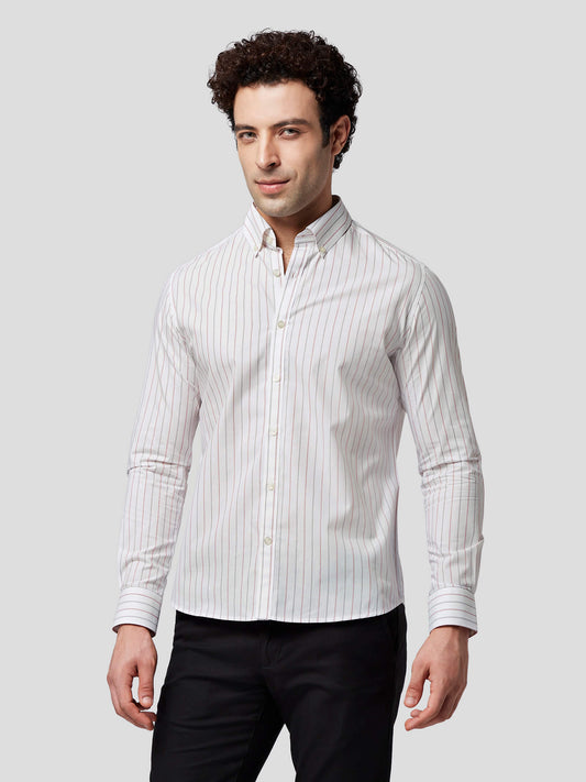 Encomium Dual Color Striped Cotton Shirt