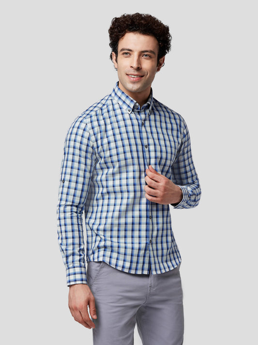 Brio Gradient Blue Check Shirt