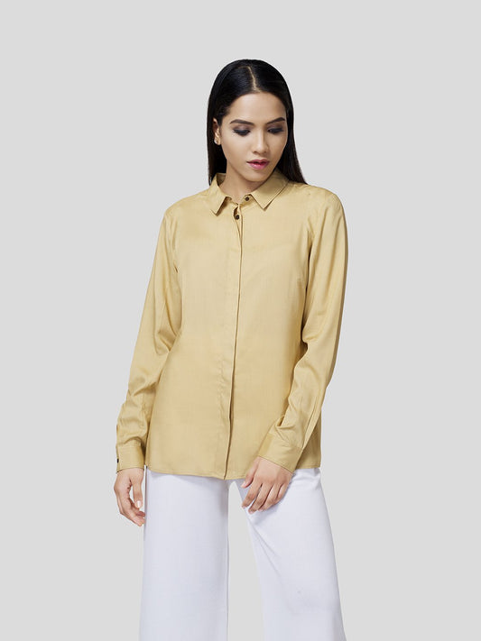 Formal Shirt With Yoke Detail (Beige) - Zest Mélange 