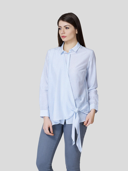 Draped Front Shirt - Zest Mélange 