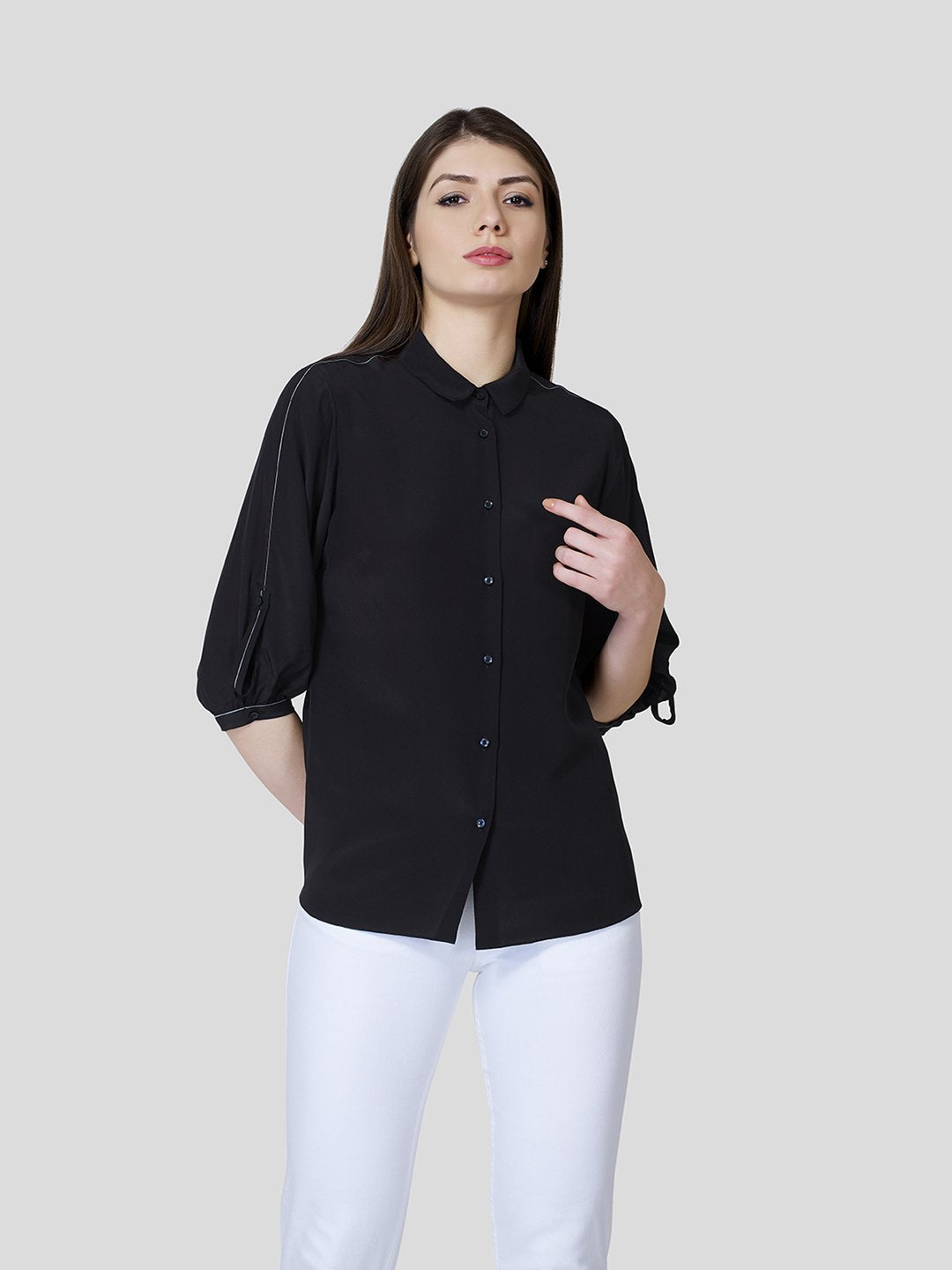 Balloon Sleeve Shirt - Zest Mélange 