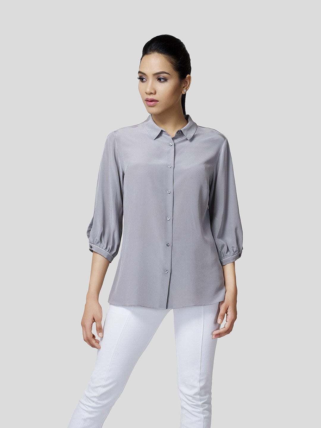 Balloon Sleeve Shirt - Zest Mélange 