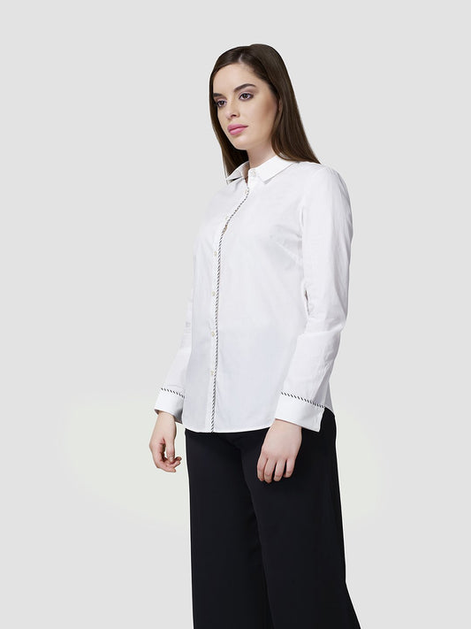 Stripe Piping Detail Shirt - Zest Mélange 