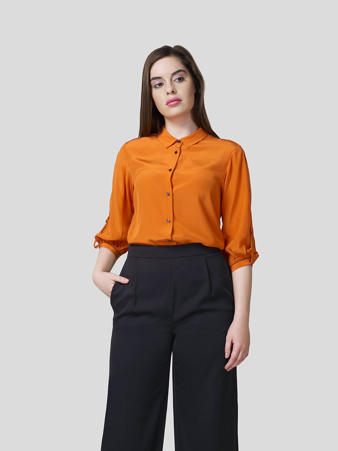 Balloon Sleeve Shirt - Zest Mélange 