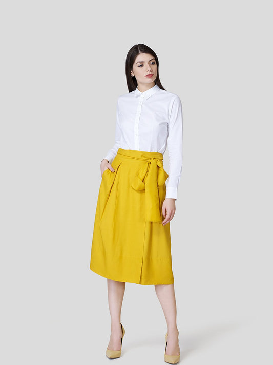 Box Pleated Warp-A-Round Skirt - Zest Mélange 