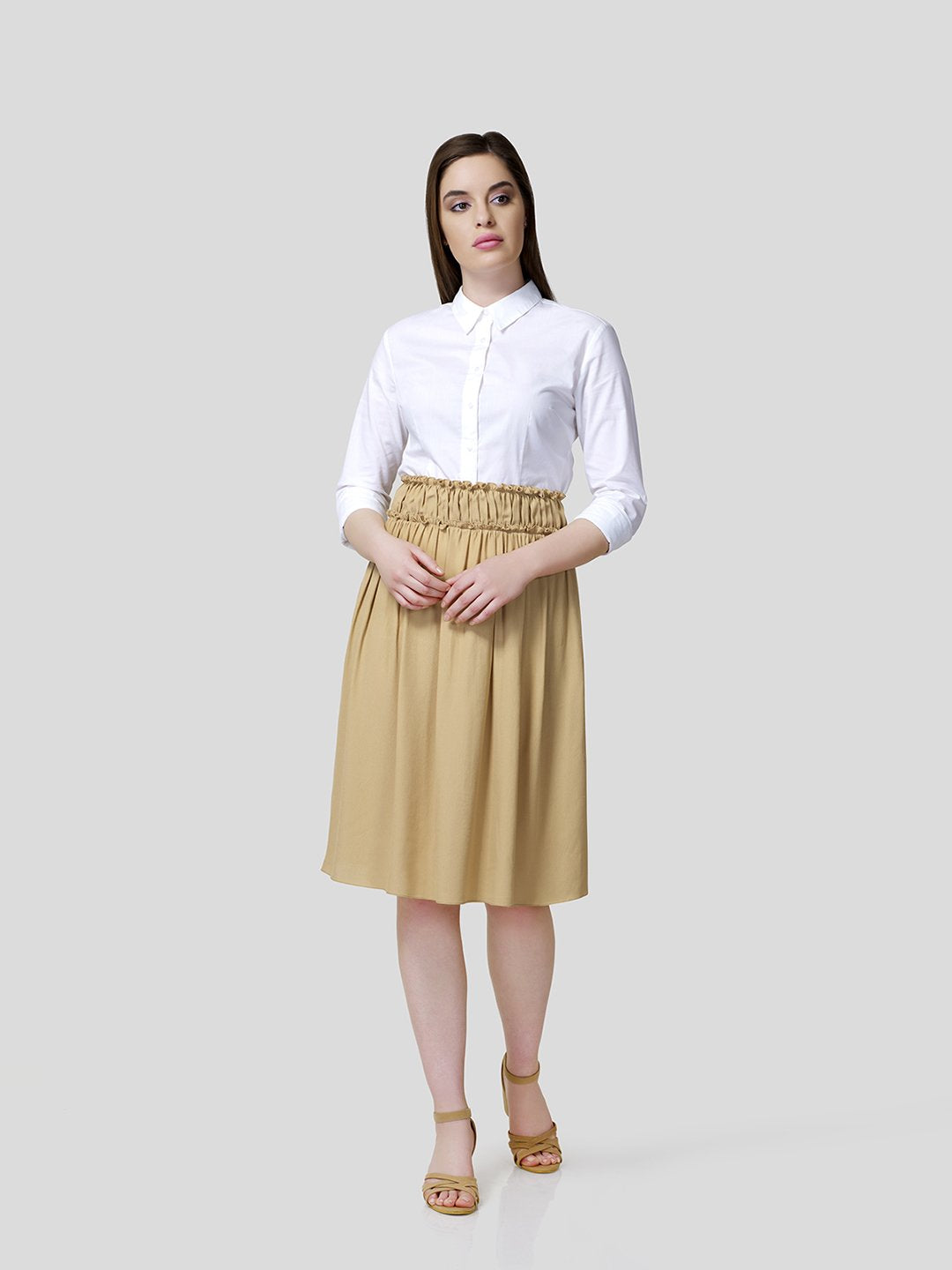 Skirt With Gathered Waistband Detail - Zest Mélange 