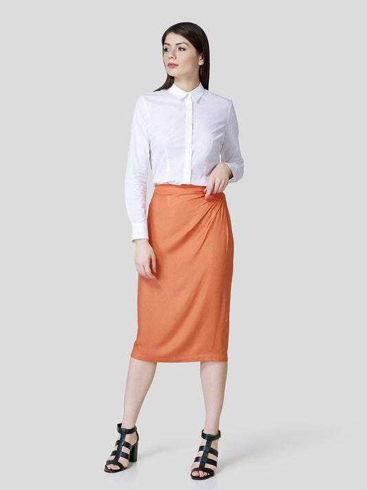 Draped Front Skirt - Zest Mélange 