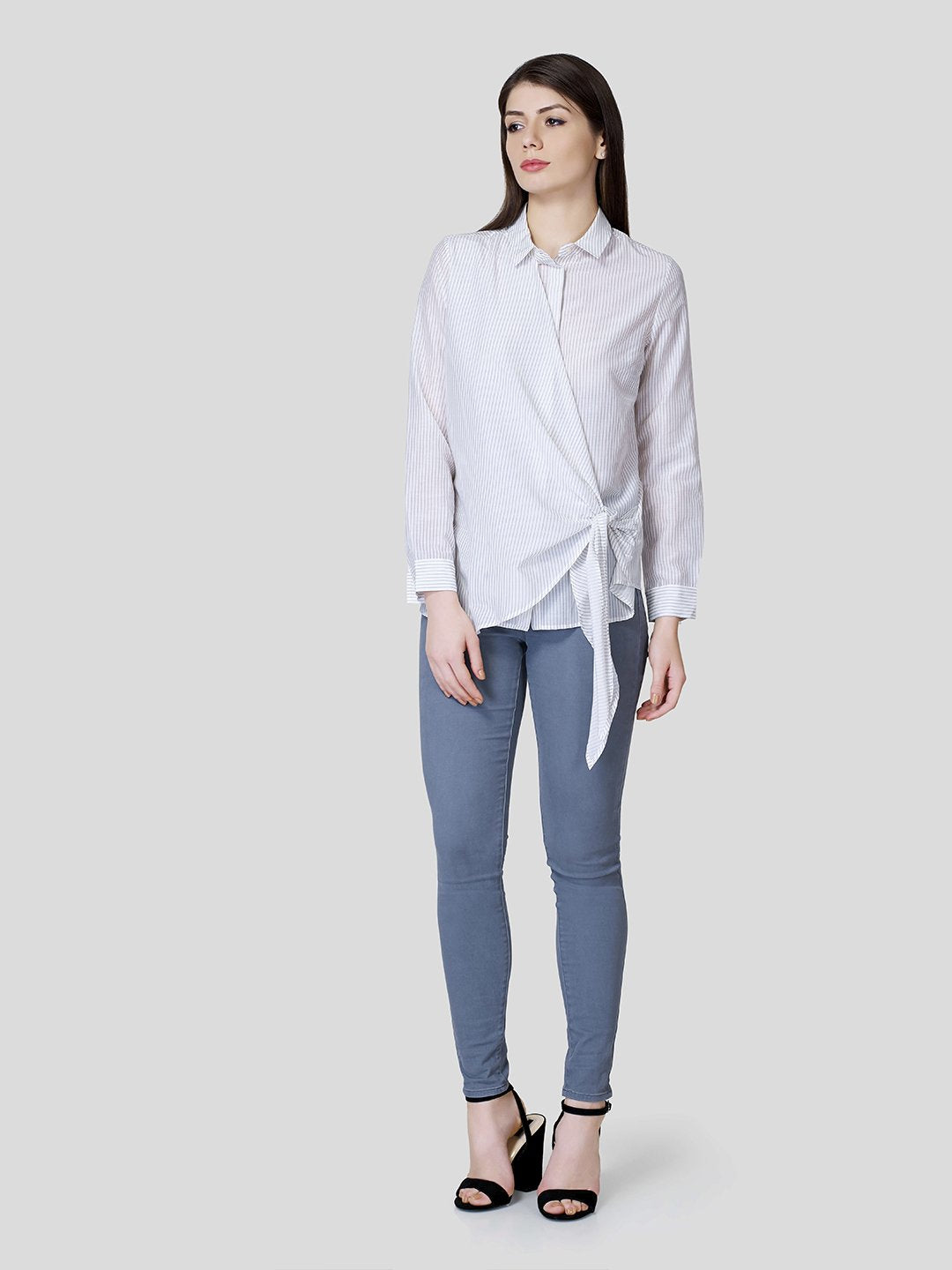 Draped Front Shirt - Zest Mélange 