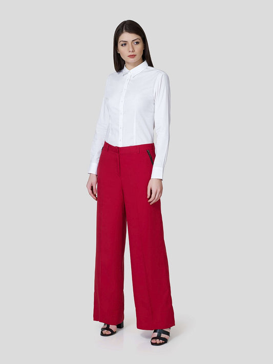 Flared Pant With Metallic Zip Pocket Detail - Zest Mélange 