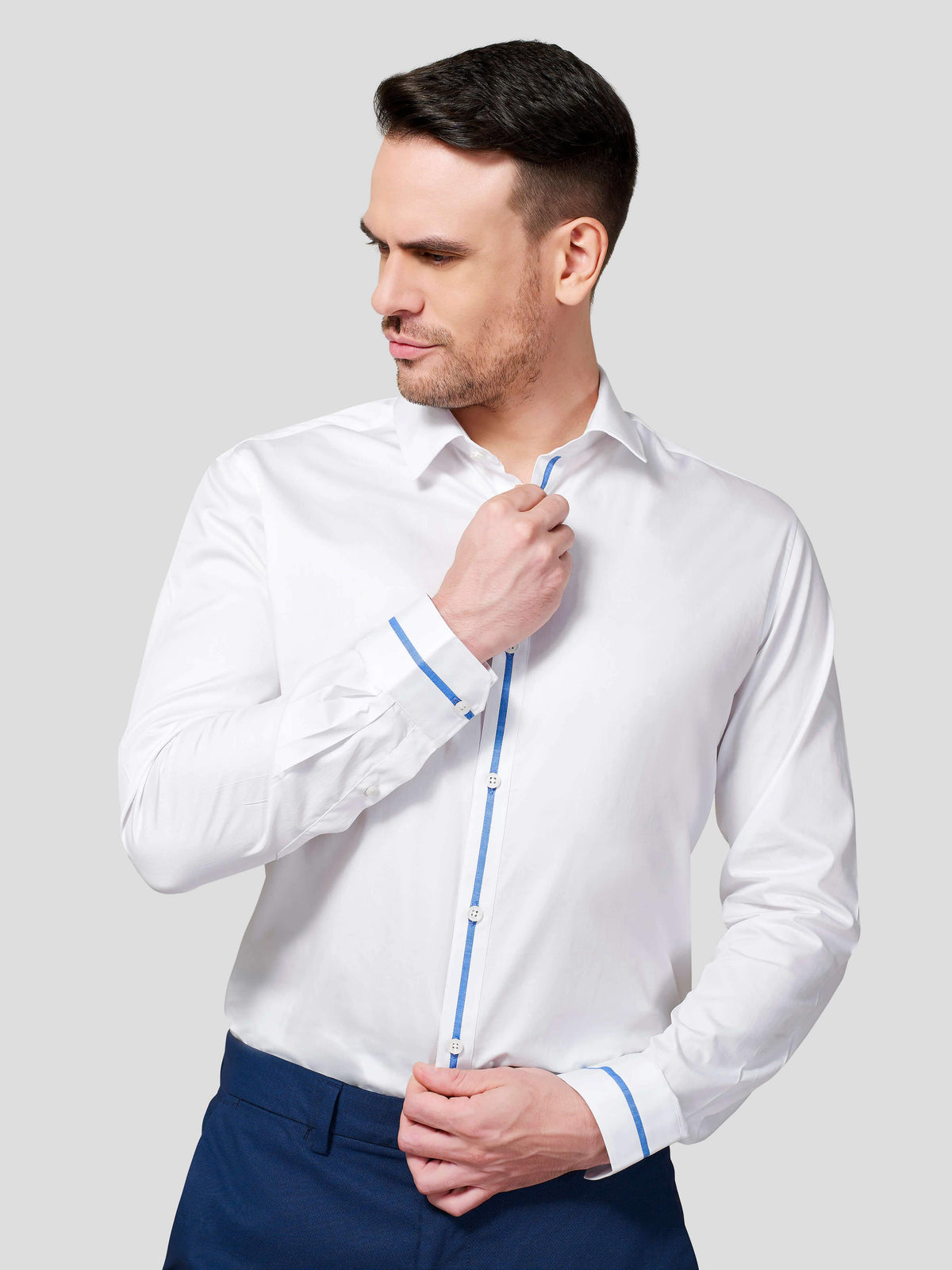 Classic Collar Shirt With Contrast Trim Detail - Zest Mélange 