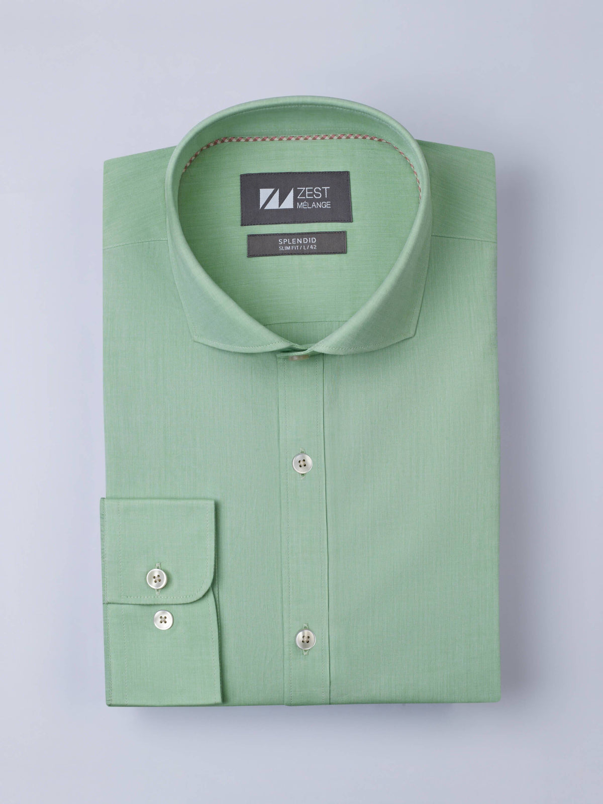 Cut Way Collar Shirt With Contrast Piping Detail - Zest Mélange 