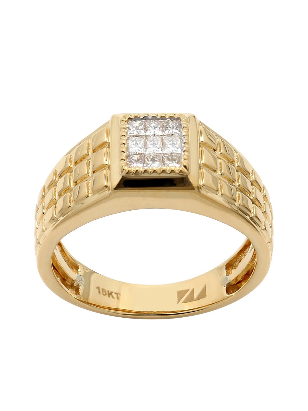 Square With Diamond Sophisticated Design Gold Plated Ring For Men - Style  B043 – Soni Fashion®