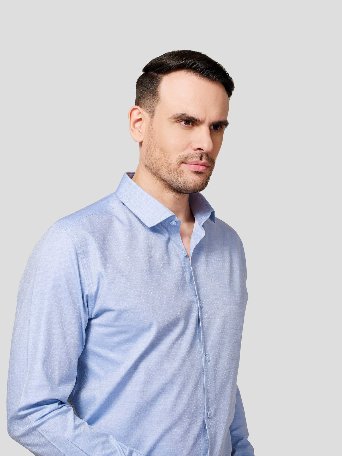 Dobby Spread Collar Shirt - Zest Mélange