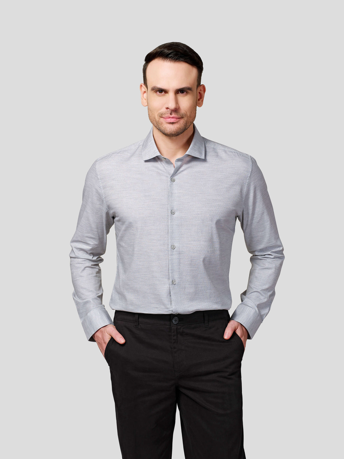 Dobby Spread Collar Shirt - Zest Mélange