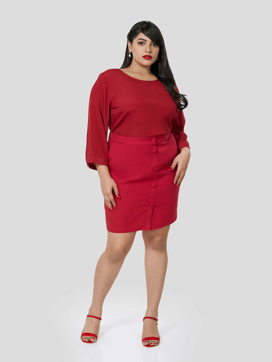 Red Top with Fitted Skirt - Zest Mélange 