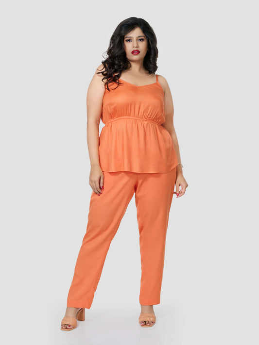 Gorgeluscious Strappy Top with Narrow Pants - Zest Mélange 