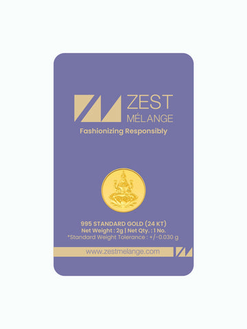 2 Gram 995 Purity Goddess Laxmi Gold Coin - Zest Mélange 